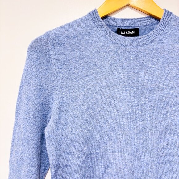 NAADAM Blue Cashmere Knit Sweater Women | Soft Luxury Minimalist Pull | Small * - Picture 2 of 8